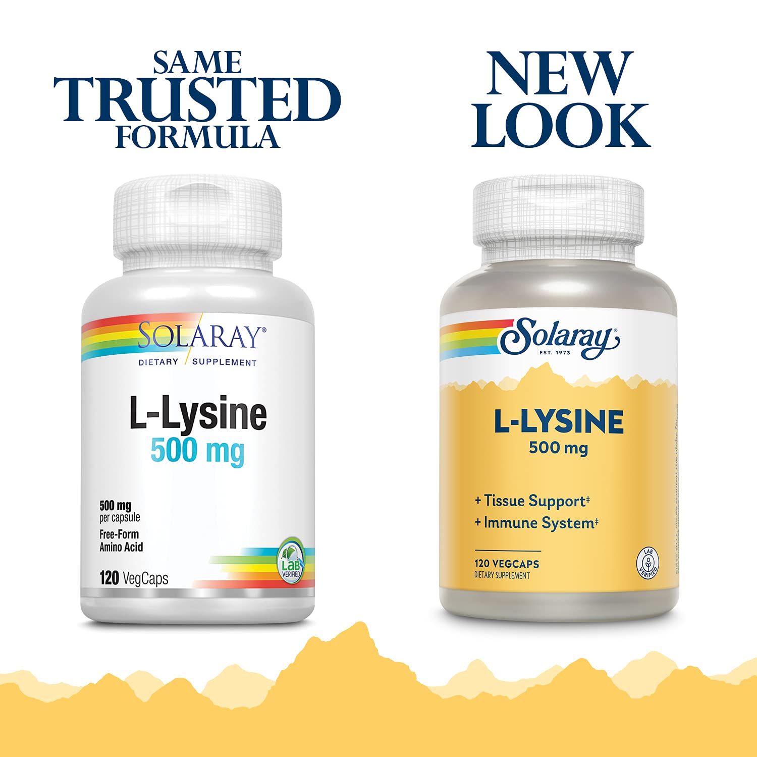 SOLARAY L-Lysine 500 mg vue d’ensemble de la bouteille.