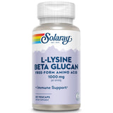 SOLARAY L-Lysine Beta Glucane 1000 mg, soutien immunitaire et santé de la peau.