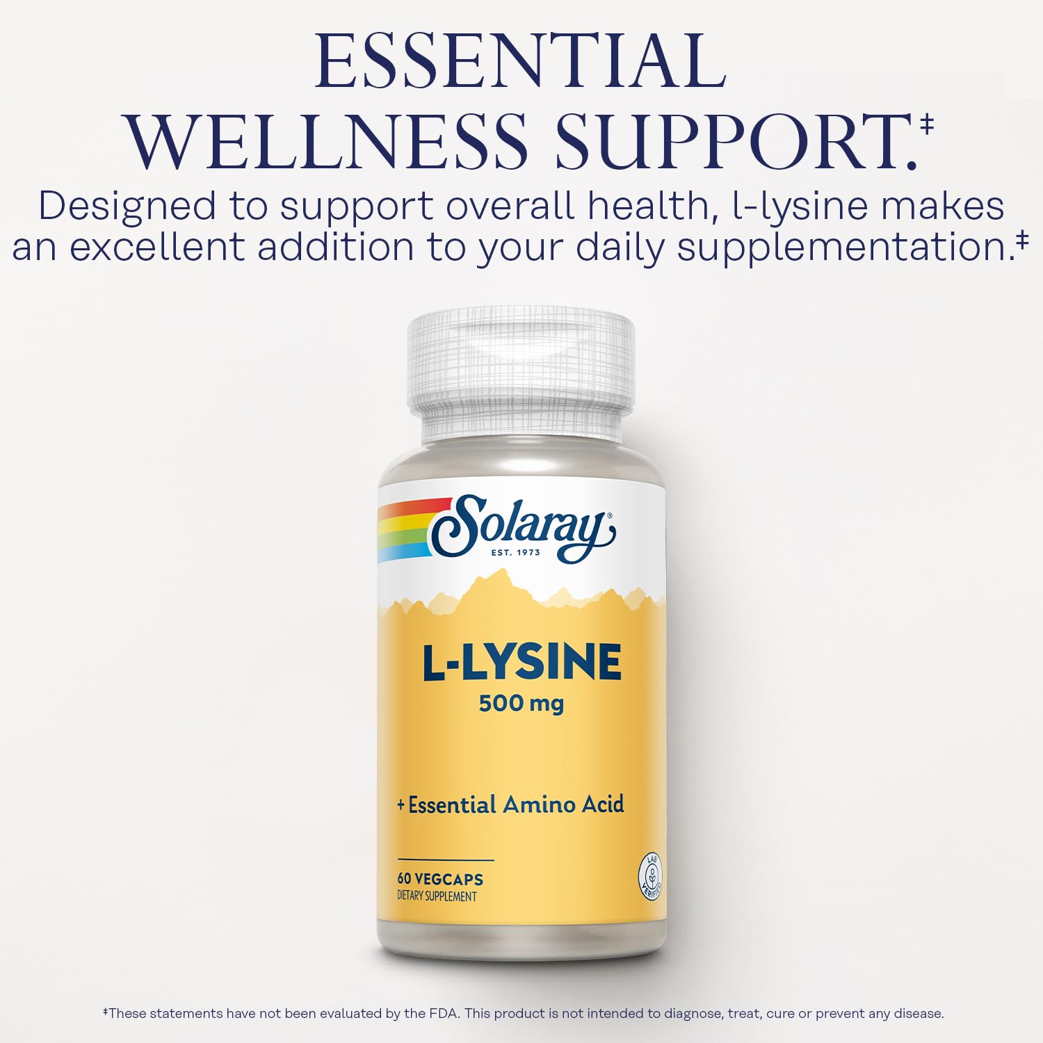 SOLARAY L-Lysine 500 mg — capsules forme libre utiles pour le métabolisme naturel