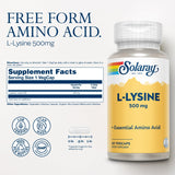 SOLARAY L-Lysine 500 mg — gélules faciles à avaler dans la routine bien-être