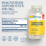 SOLARAY Magnésium Asporotate 400 mg – gélules faciles et soutien musculaire potentiel.