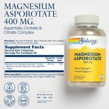 SOLARAY Magnesium Asporotate 400 mg, gélules, absorption améliorée pour les performances quotidiennes.