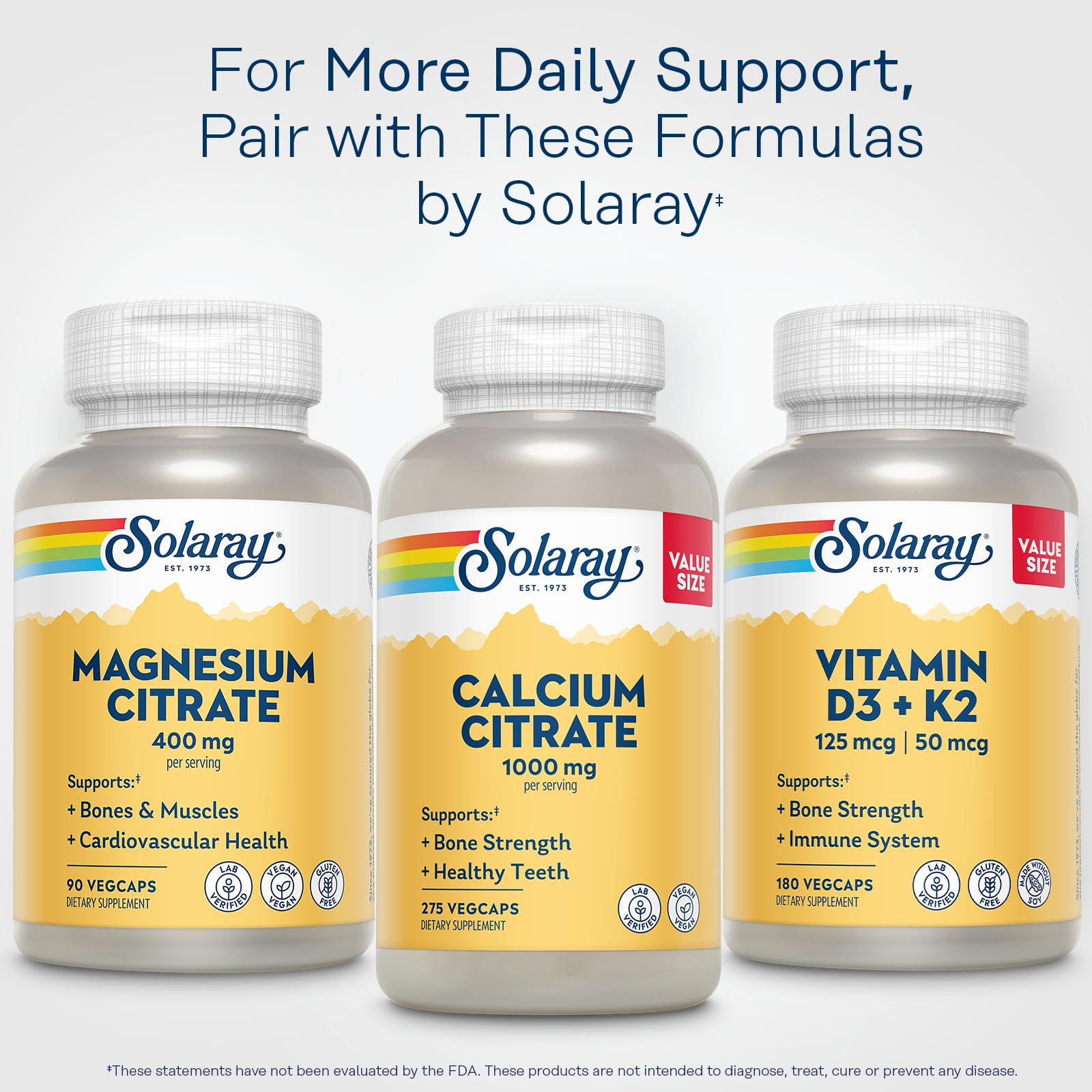 SOLARAY Magnésium Citrate 400 mg – fiche produit et visuels informatifs.