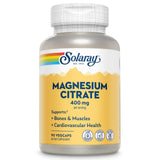 SOLARAY Magnésium Citrate 400 mg – bouteille, soutien des os et détente musculaire.