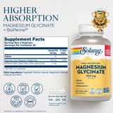 SOLARAY Magnésium Glycinate flacon montrant l’absorption élevée possible.