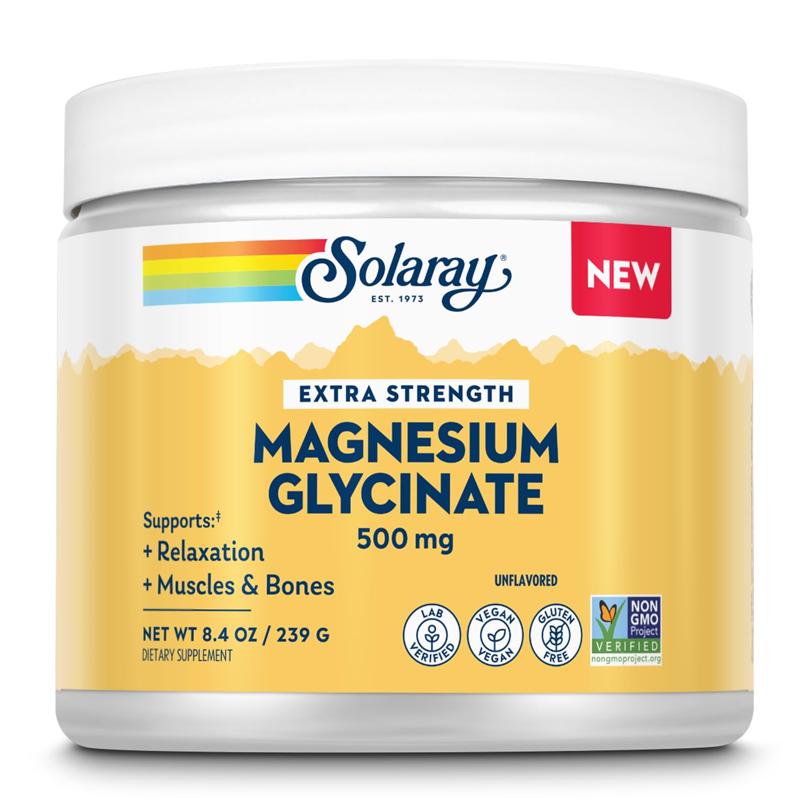 SOLARAY Magnésium Glycinate en poudre dosette prête à l emploi pour soutien musculaire potentiel