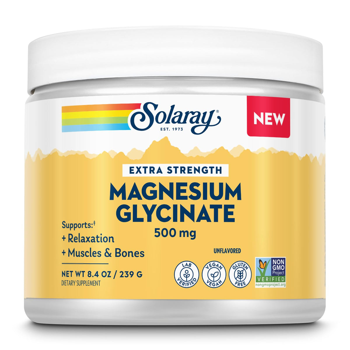 SOLARAY Magnésium Glycinate en poudre dosette prête à l emploi pour soutien musculaire potentiel