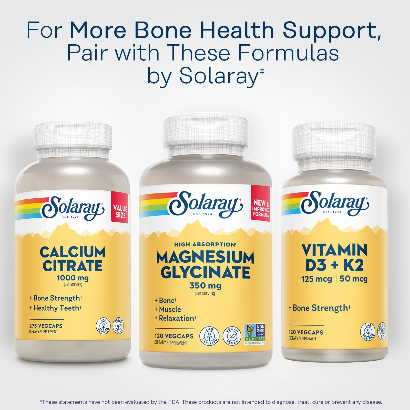 SOLARAY Magnésium Glycinate sans OGM, pureté et sécurité.
