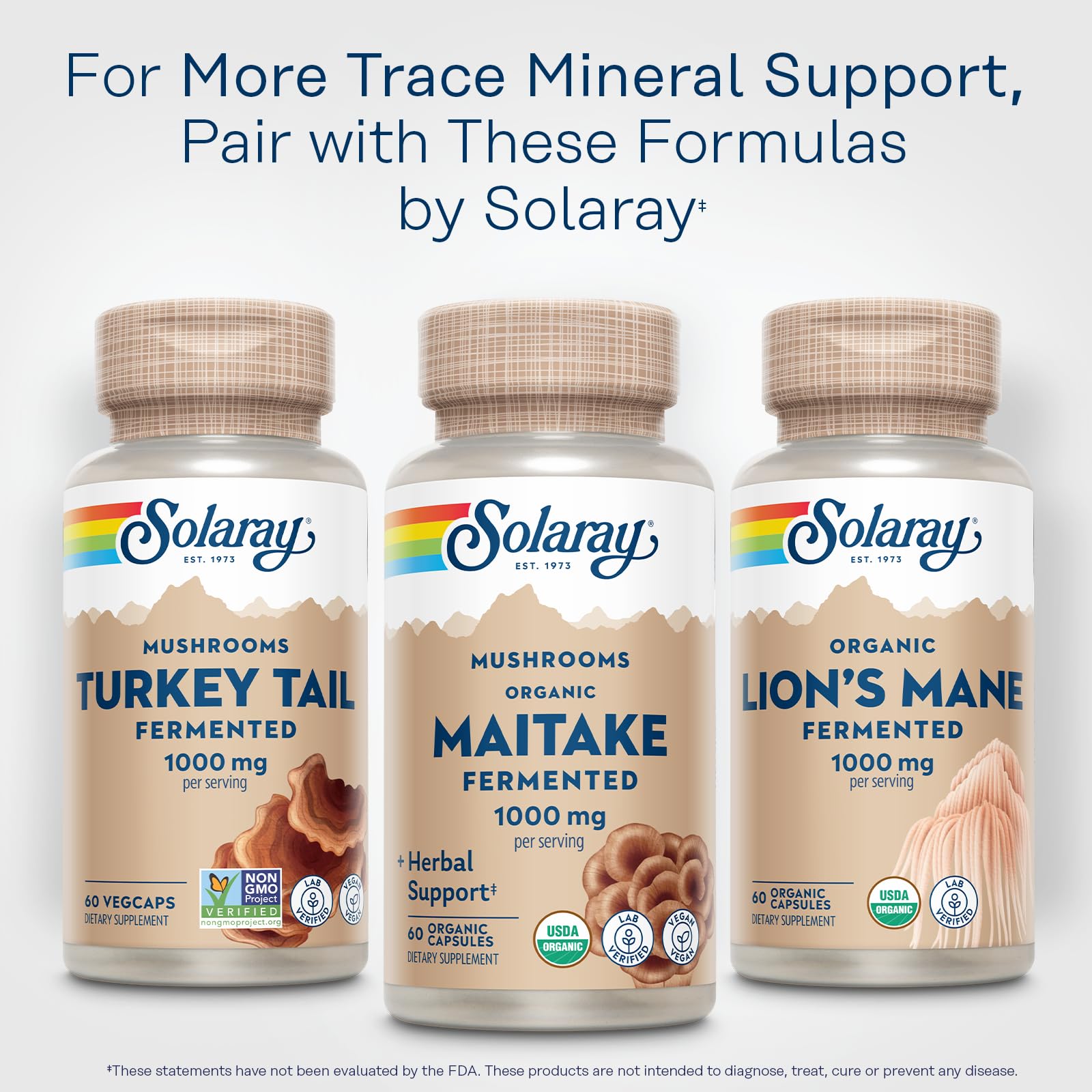 SOLARAY Maitake: emballage après-consommation recyclé pour réduire l'impact.