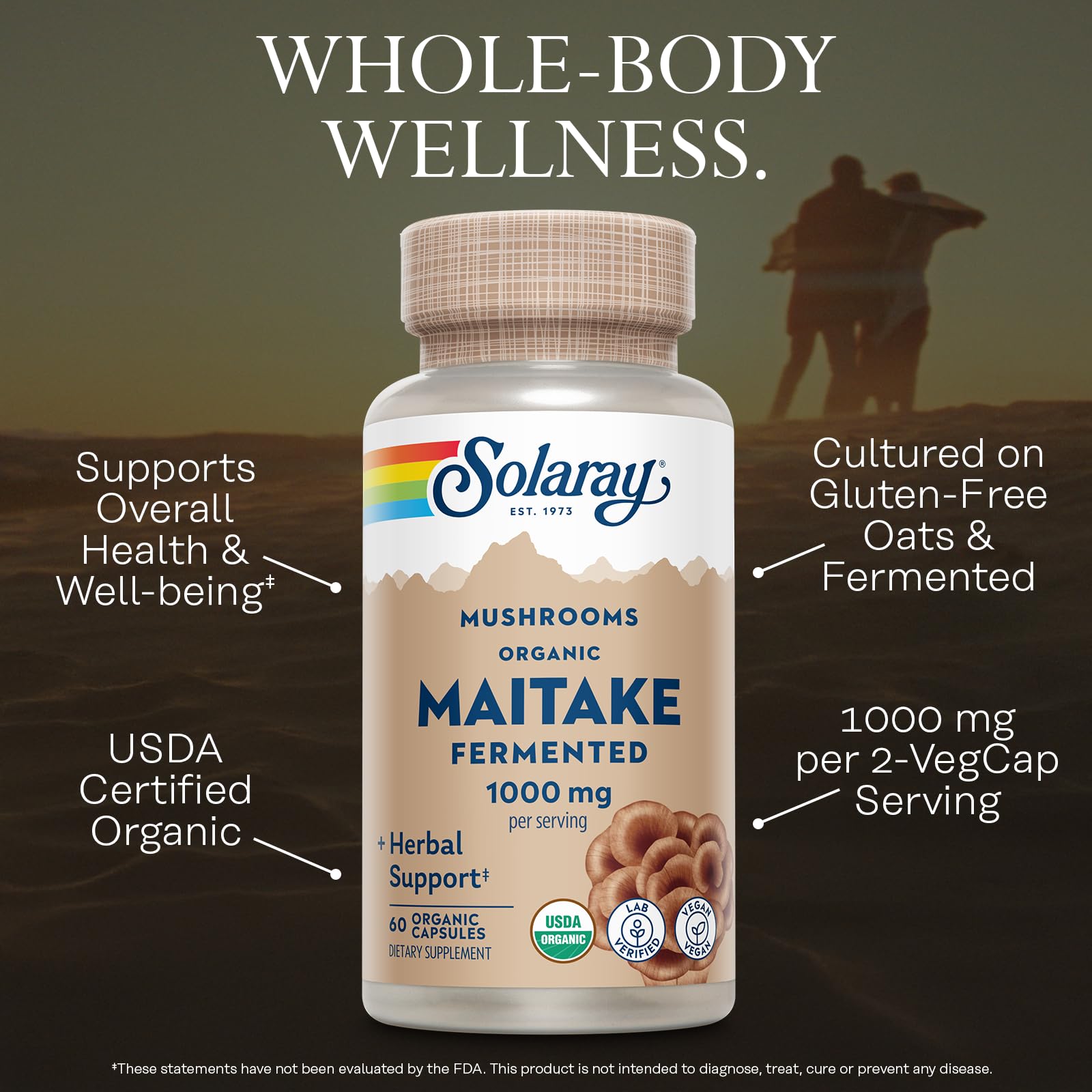 SOLARAY Maitake: fermentation pré-digère les nutriments pour une meilleure disponibilité.