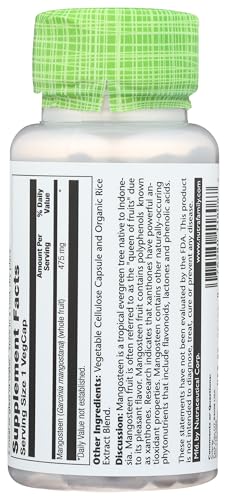 Étiquette détaillée Solaray Mangosteen montrant les polyphénols.
