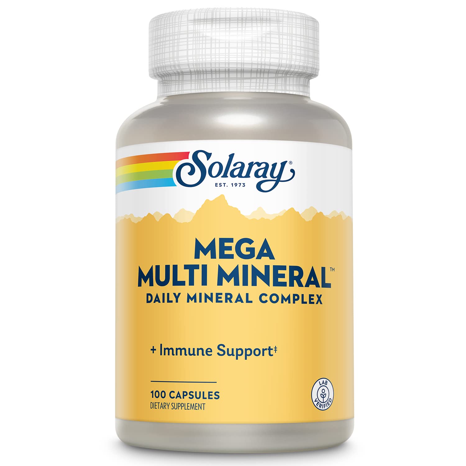 Solaray Mega Multi Minéraux – Bouteille visible, soutien quotidien des minéraux essentiels.