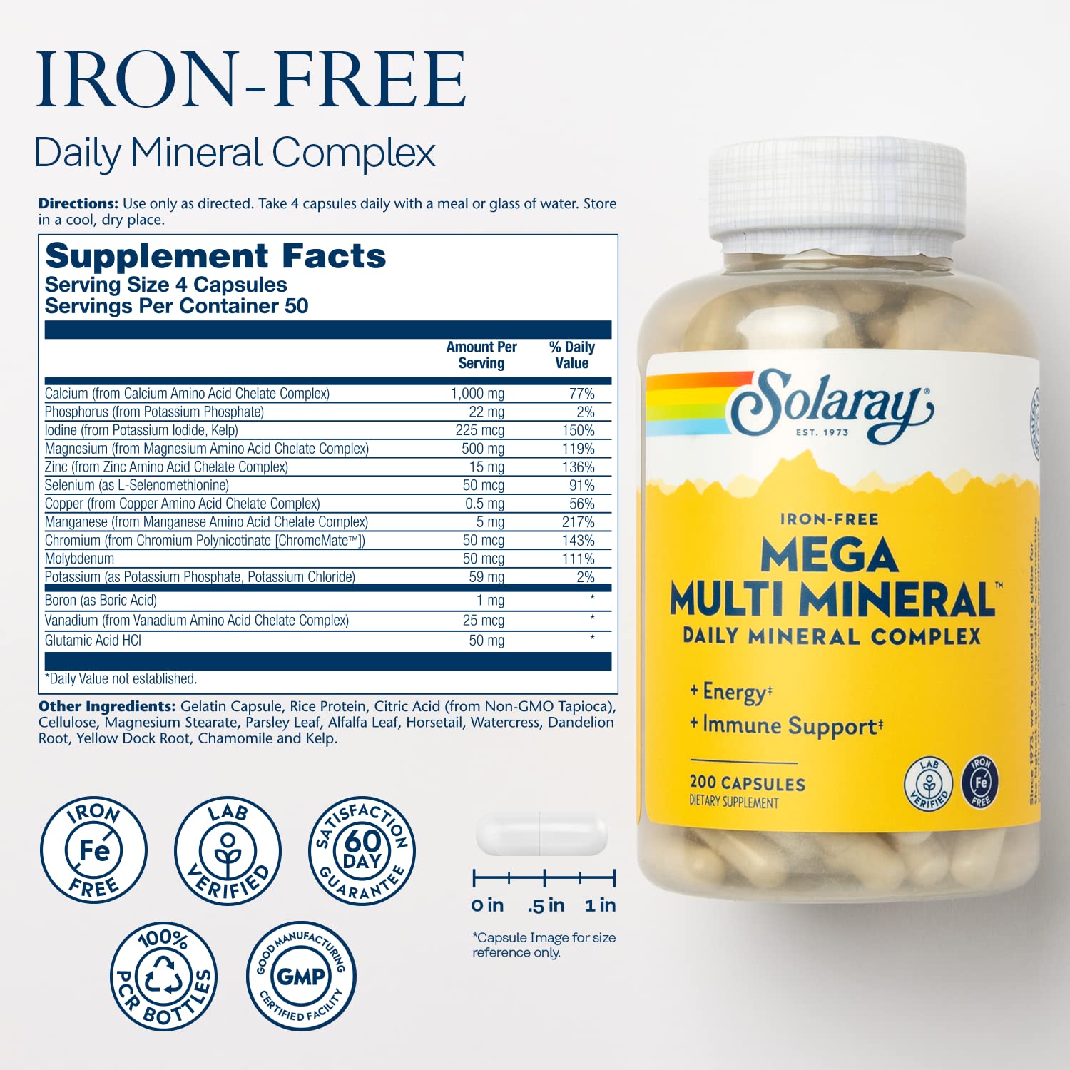 SOLARAY Mega Multi Mineral - Capsules, meilleure absorption des minéraux.