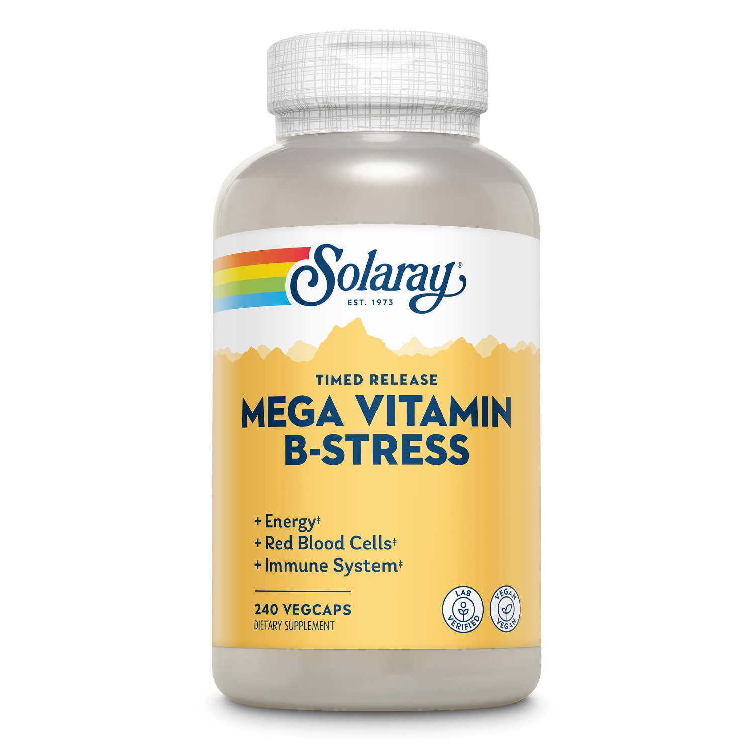 Bouteille Solaray Mega Vitamin B-Stress pour énergie durable