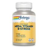 SOLARAY Mega Vitamin B-Stress: bouteille ouverte, routine quotidienne prête.