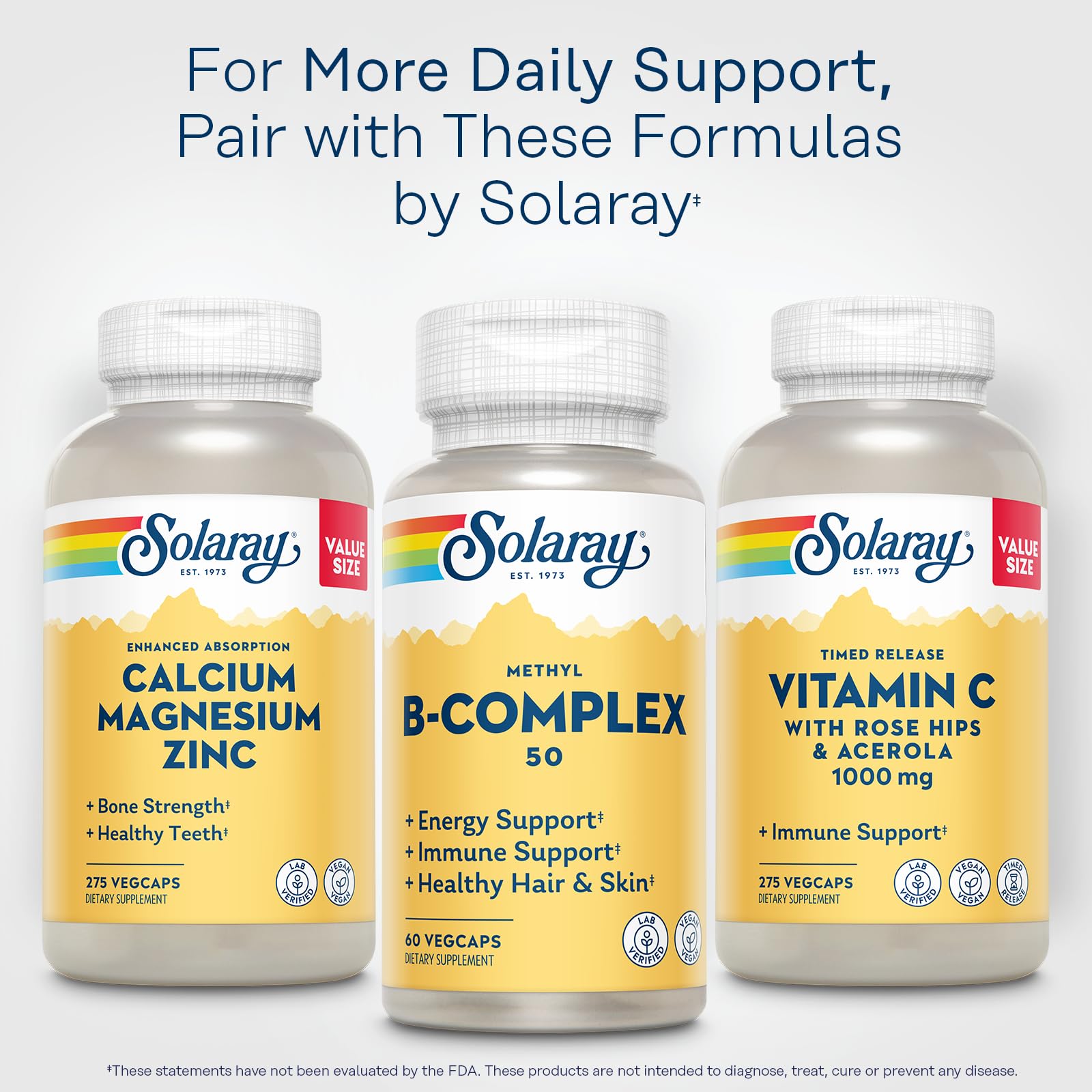 SOLARAY Methyl B Complex emballage clair, produit vegan et contrôlé en laboratoire