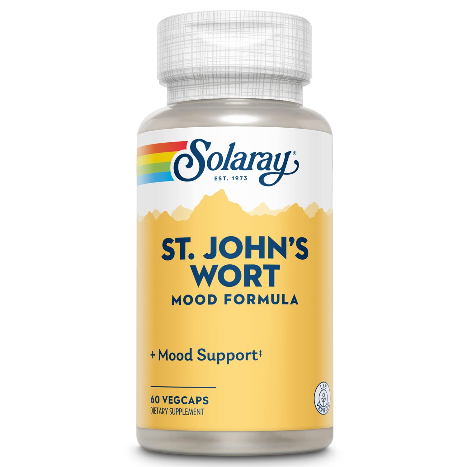 SOLARAY Millepertuis 900 mg gélules emballage: soutien potentiel au quotidien pour un mode de vie actif.