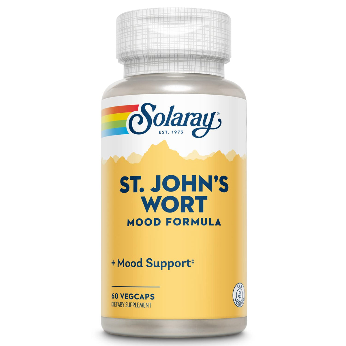 SOLARAY Millepertuis 900 mg gélules emballage: soutien potentiel au quotidien pour un mode de vie actif.