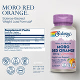 Étiquette produit SOLARAY Moro Red Orange affichant les ingrédients et bénéfices potentiels