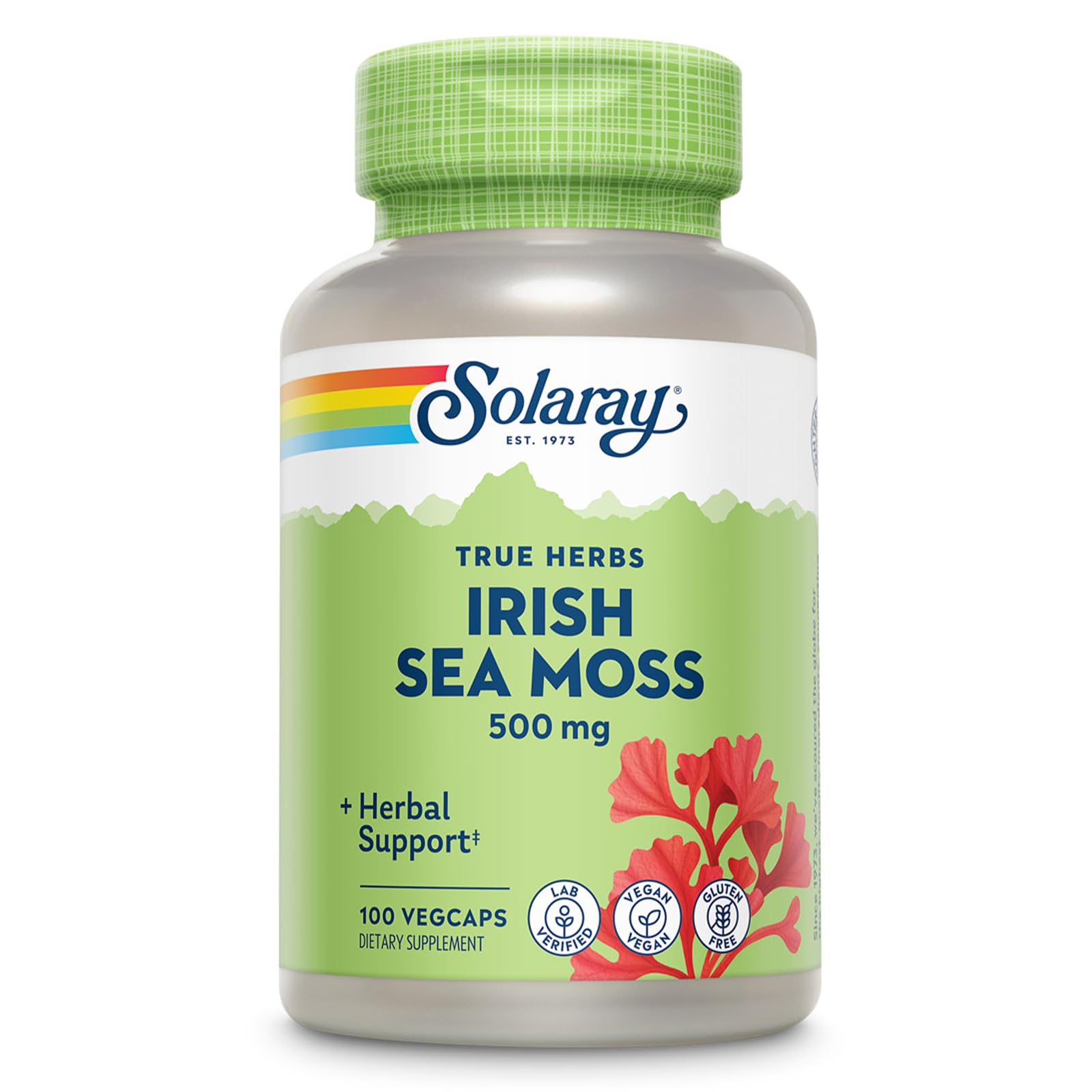 SOLARAY mousse mer irlandaise en bouteille, source naturelle de nutriments pour le bien-être intestinal.