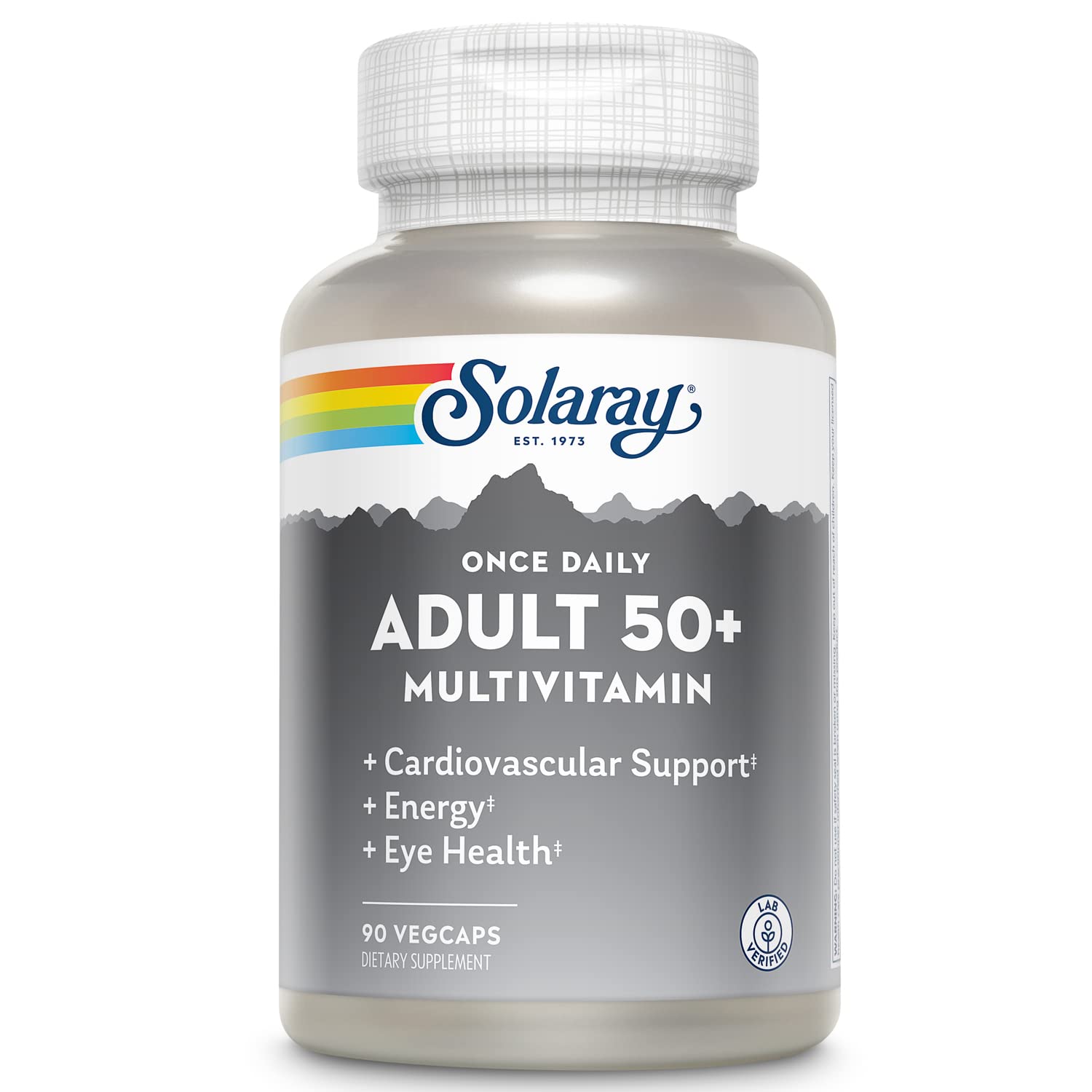 SOLARAY Multivitamine 50+ en bouteille soutient énergie et vitalité au quotidien.