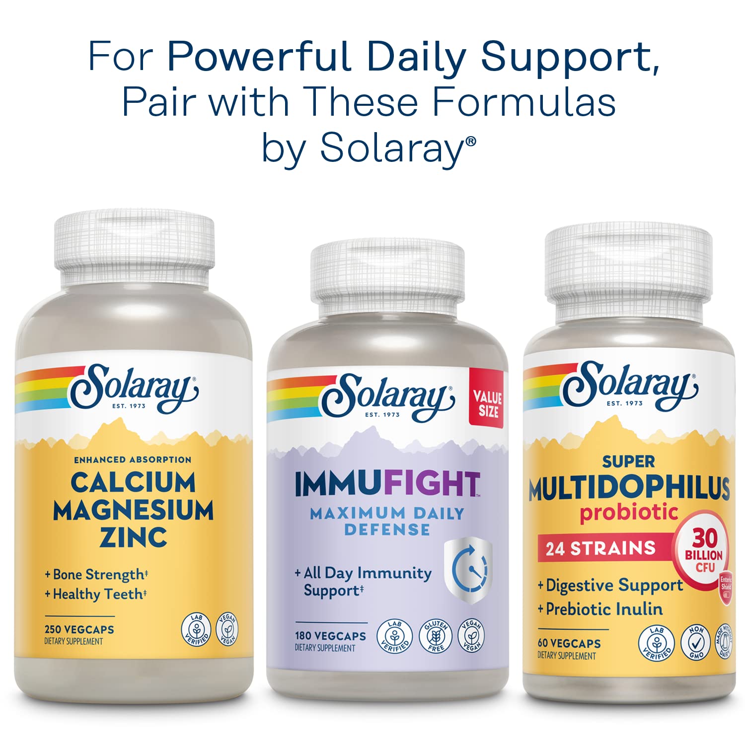 Présentation quotidienne SOLARAY Multivitamine 50+ intégrable à la routine santé.