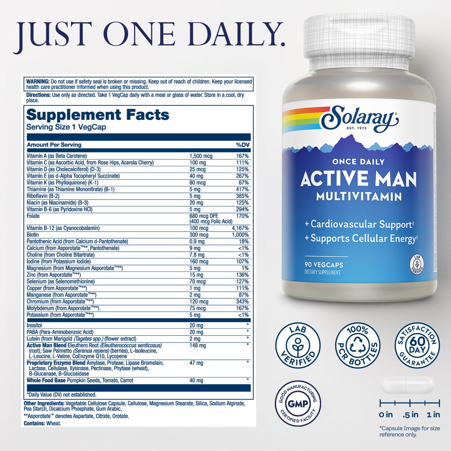 SOLARAY Multivitamine Active Homme – Energie cellulaire lors d’activités physiques