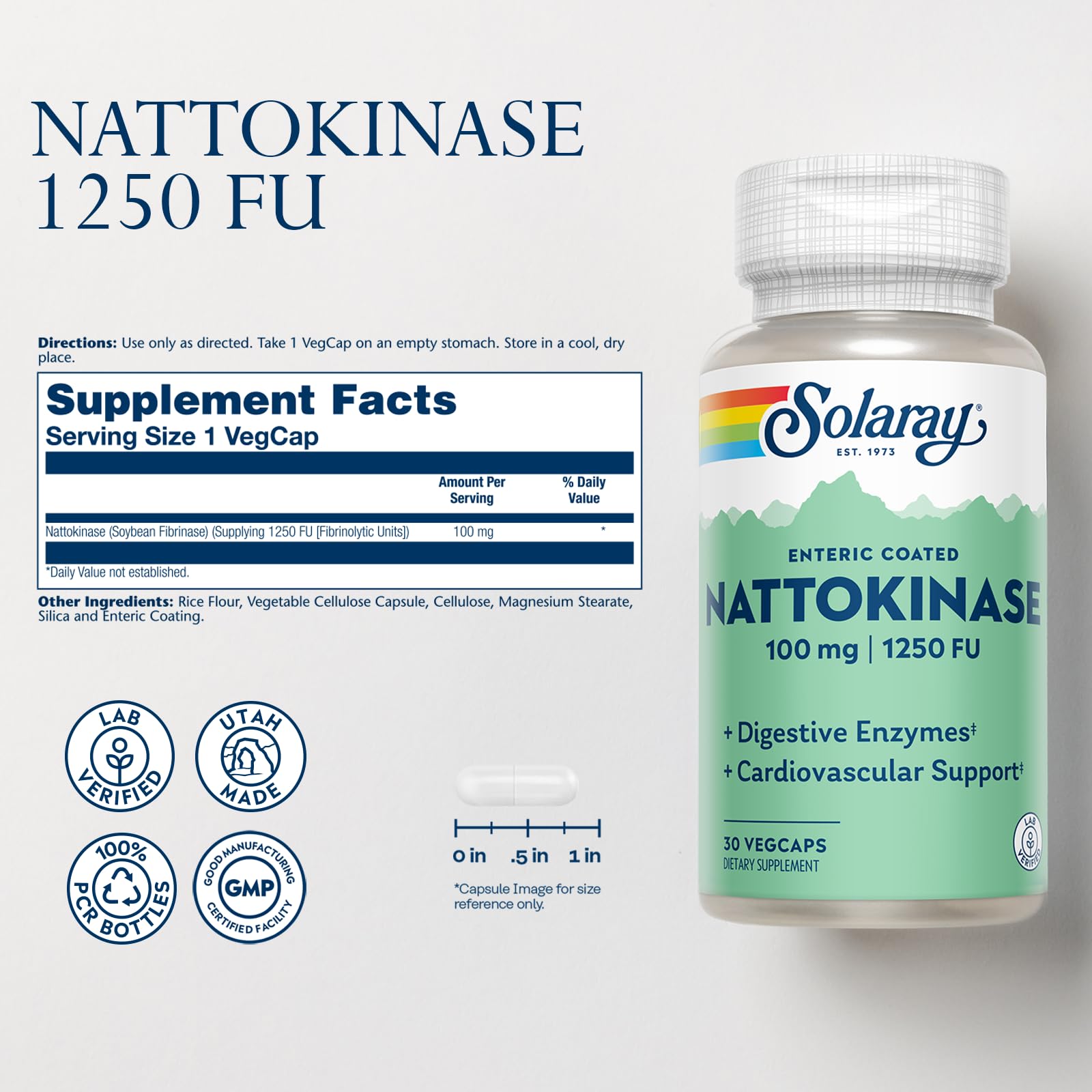 SOLARAY Nattokinase – capsules entériques, meilleure absorption possible.