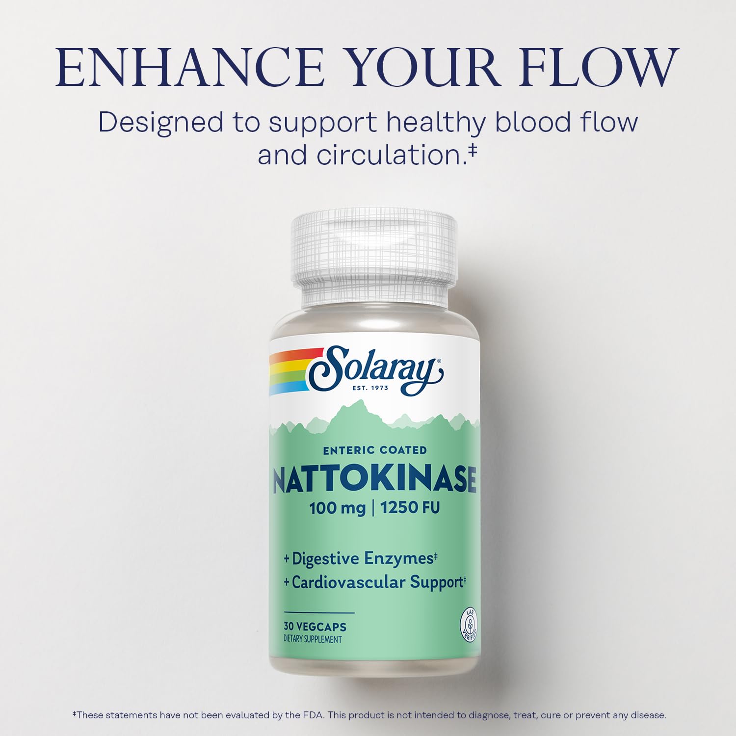 SOLARAY Nattokinase – emballage carton reflétant la qualité.