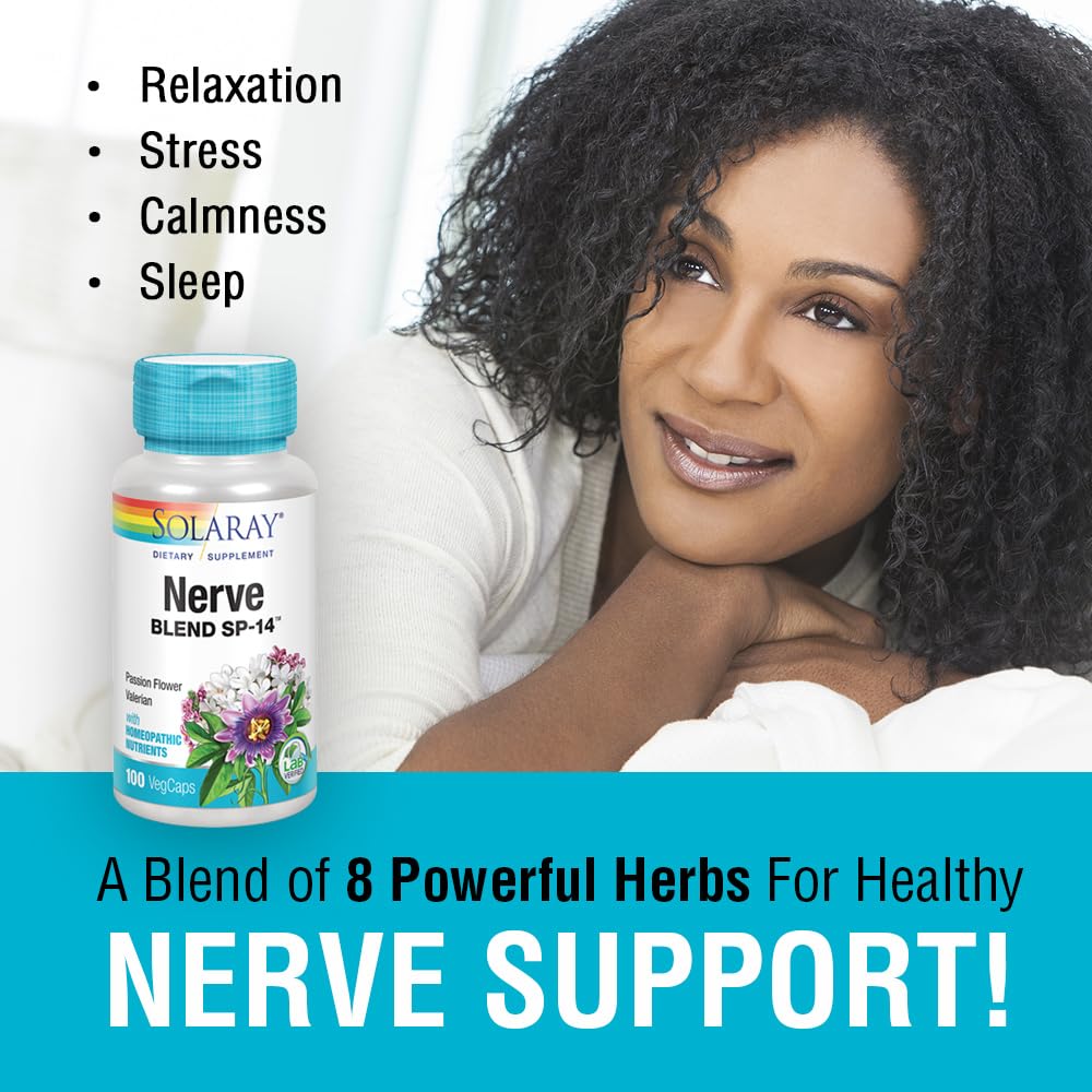 SOLARAY Nerve Blend SP-14 – capsules végétales faciles à prendre le soir
