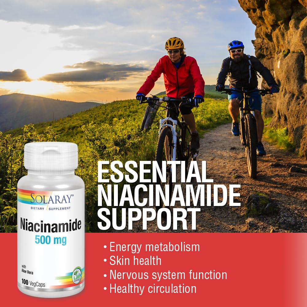 SOLARAY Niacinamide 500 mg tableau nutrition utile pour planifier l'apport.