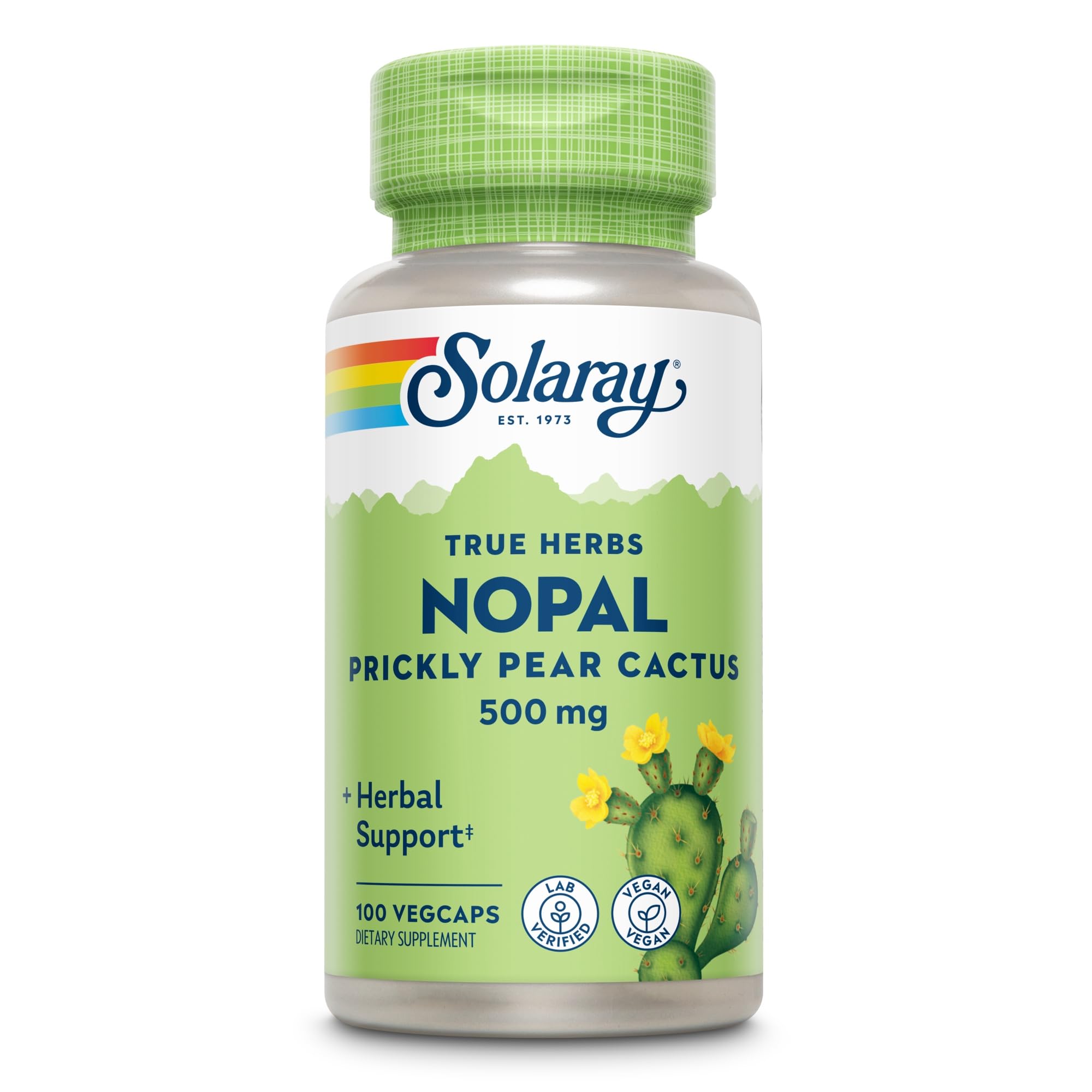 SOLARAY Nopal – étiquette affichant fibres et caroténoïdes naturels
