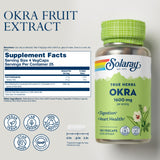 SOLARAY Okra Fruit 1600 mg — capsules pratiques pour augmenter l'apport en fibres au quotidien.