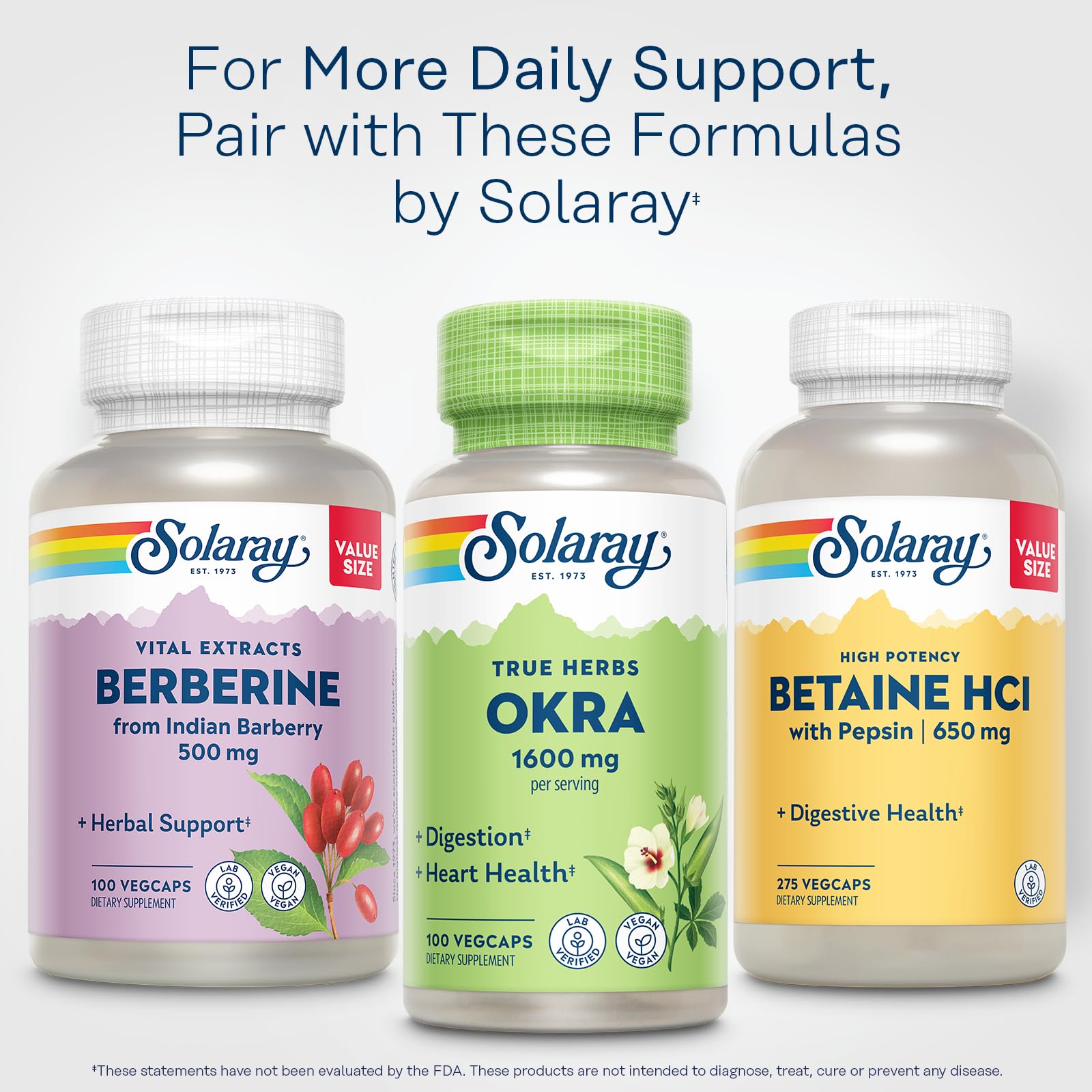 SOLARAY Okra Fruit 1600 mg — laboratoire interne garantit la traçabilité et la qualité.