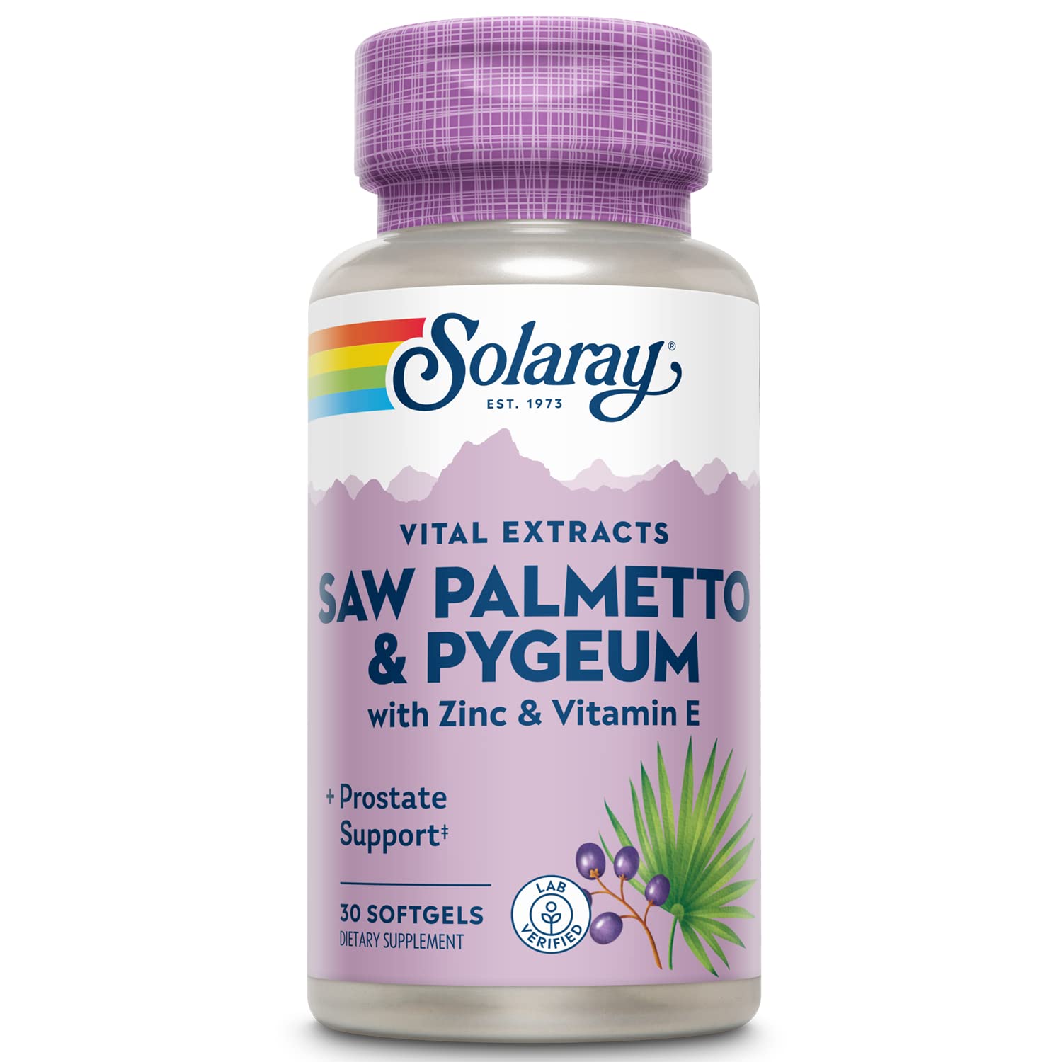 SOLARAY Palmier nain et Pygeum — Bouteille: soutien potentiel de la fonction prostatique.