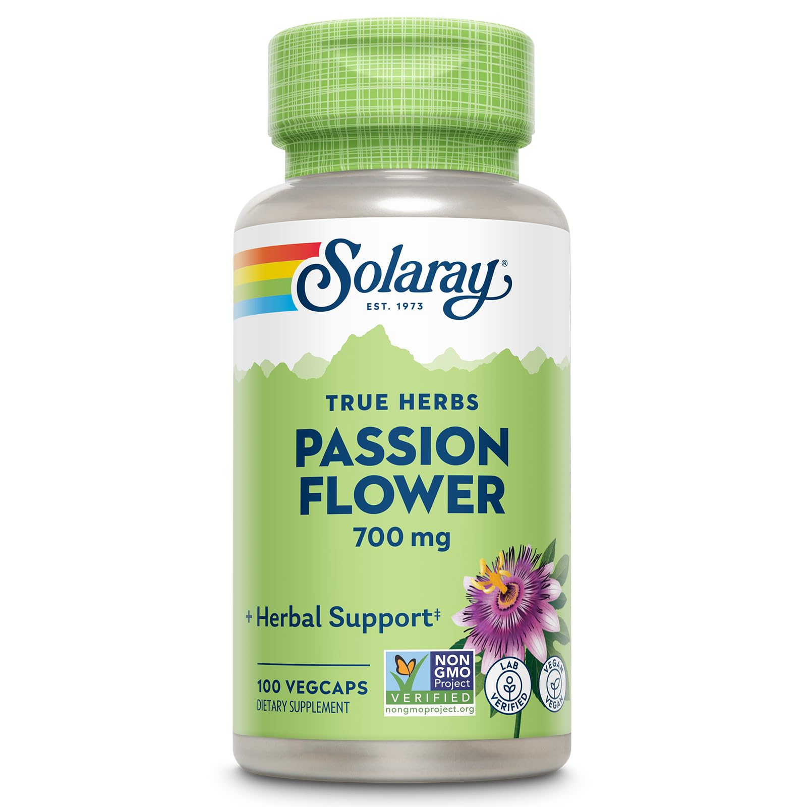 SOLARAY Passiflore 700 mg – Bouteille prête à l’emploi pour la détente naturelle.
