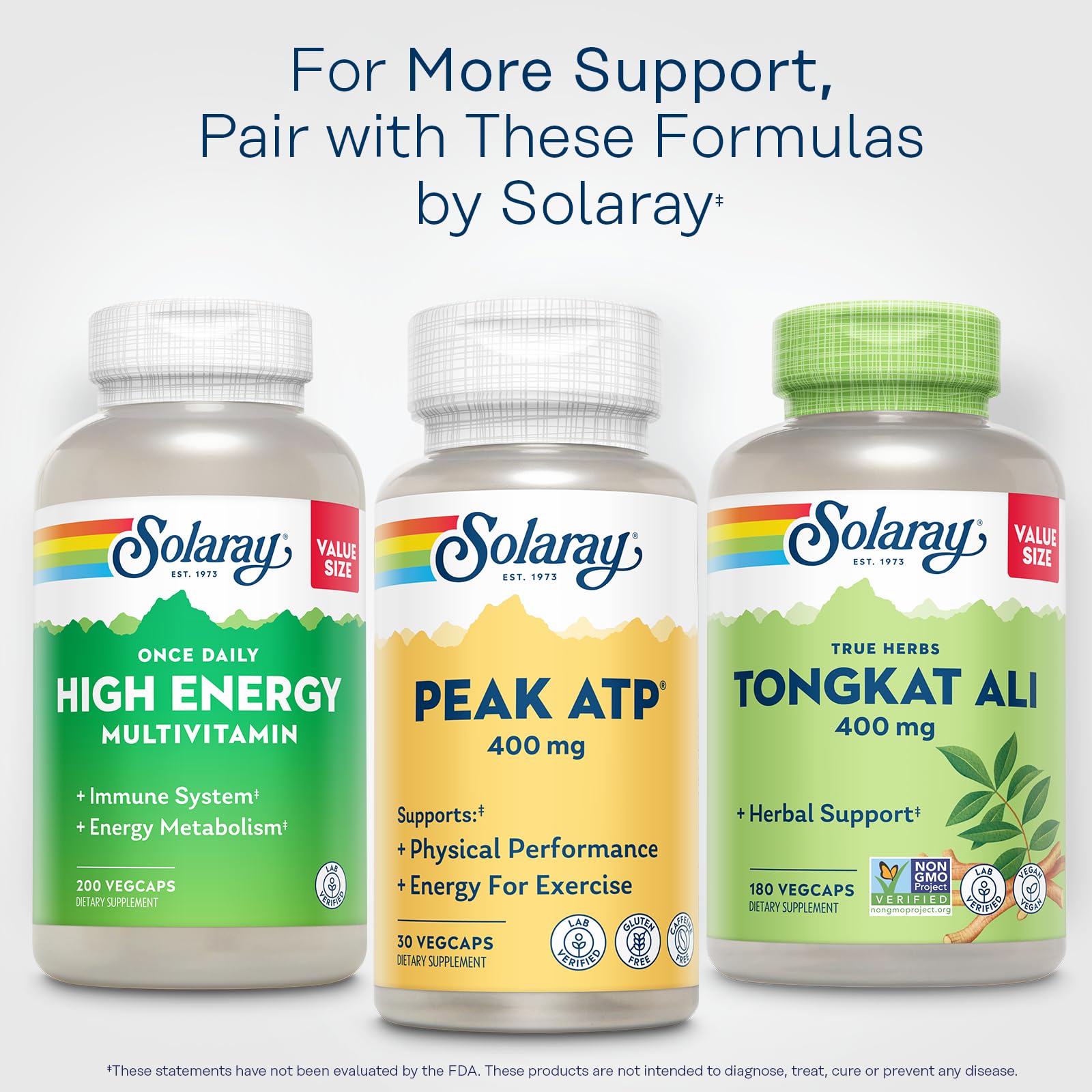 SOLARAY Peak ATP – bouteille et emballage écologique, choix durable pour les athlètes.