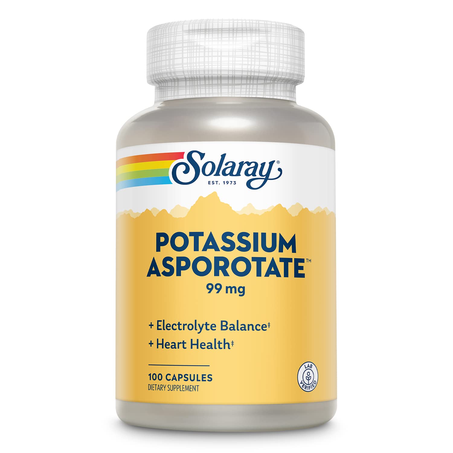 SOLARAY Potassium Asporotate: bouteille illustrant l'équilibre électrolytique.