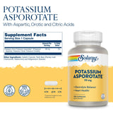 SOLARAY Potassium Asporotate: étiquette mettant en évidence l’absorption améliorée.