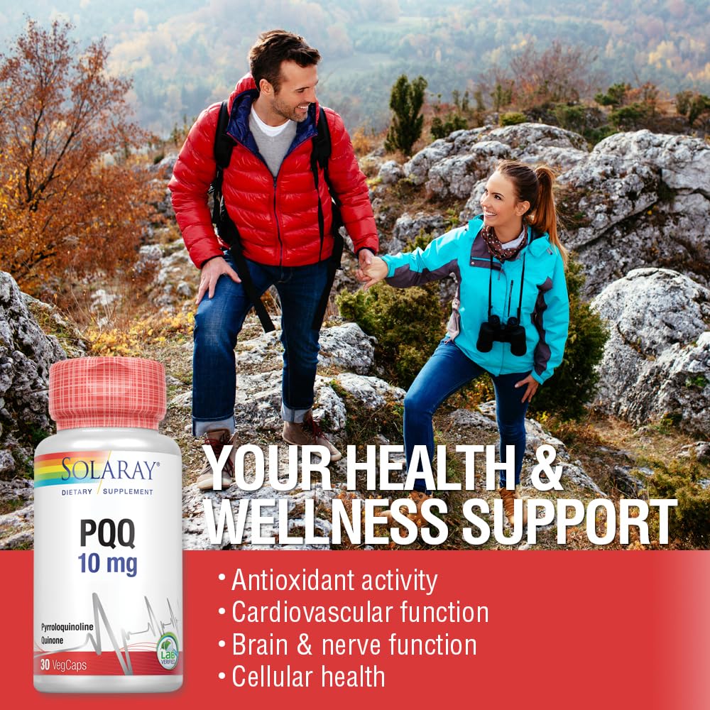 SOLARAY PQQ 10 mg – face arrière d'étiquette avec informations nutritionnelles.