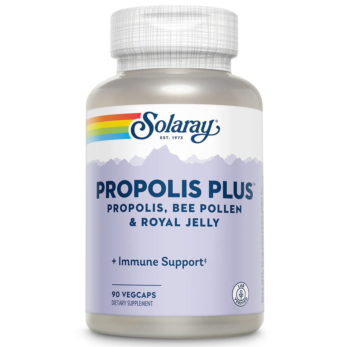 SOLARAY Propolis Plus: bouteille de capsules visibles, soutien naturel du système immunitaire.