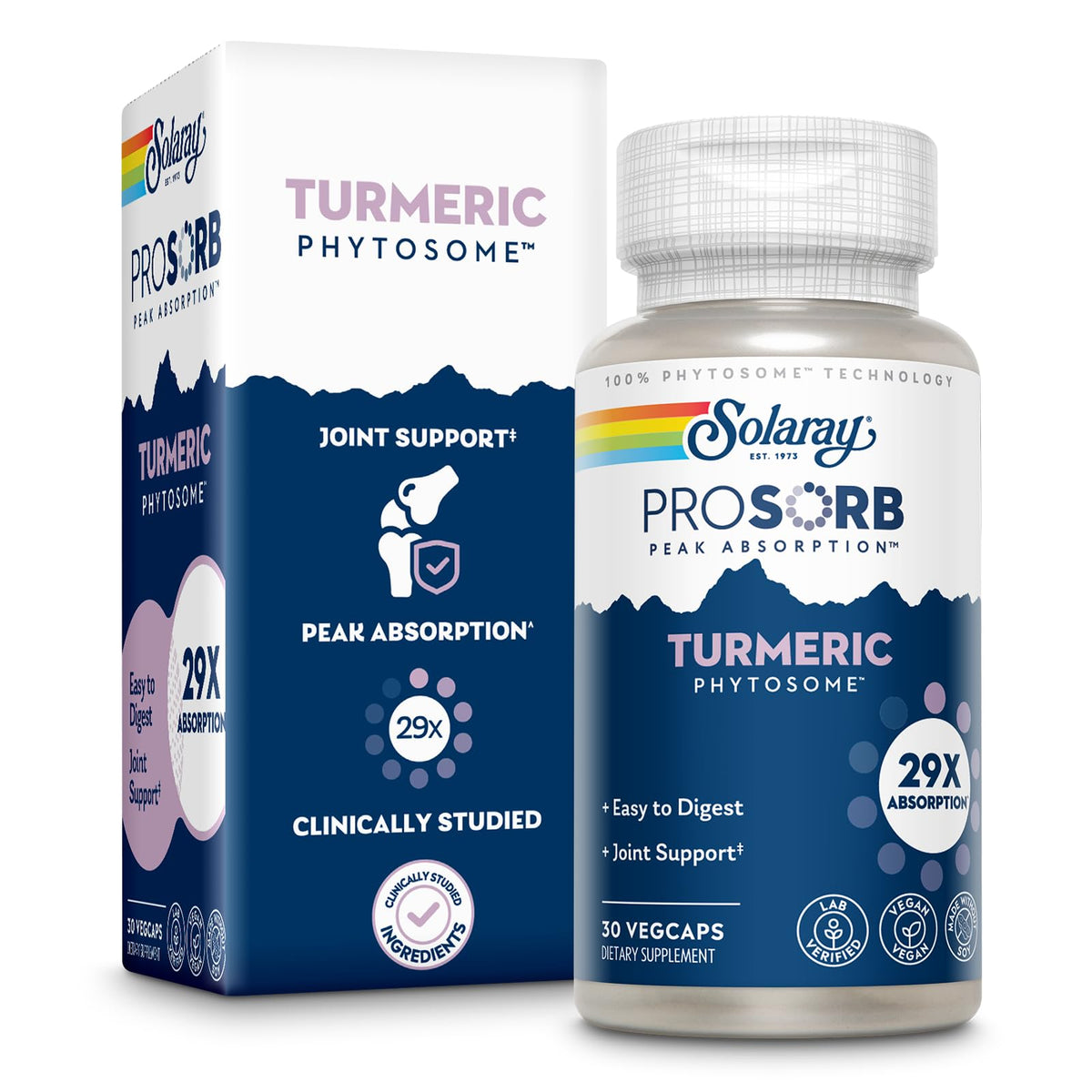 SOLARAY ProSorb Curcumine – Bouteille, absorption potentielle élevée grâce au phytosome.
