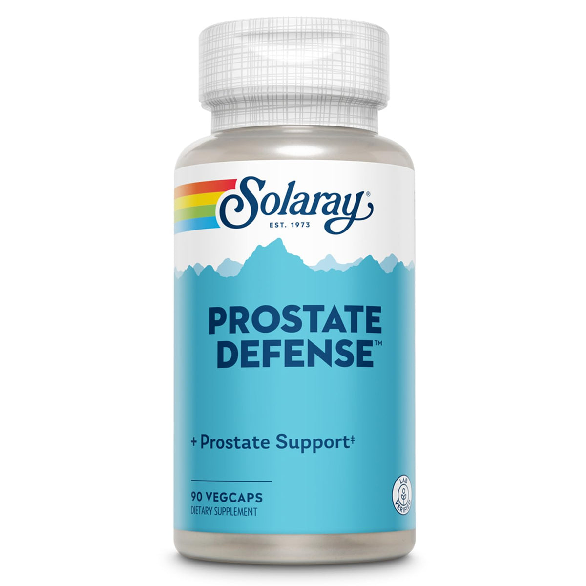 SOLARAY Prostate Defense – bouteille en gros plan, soutien quotidien potentiel.