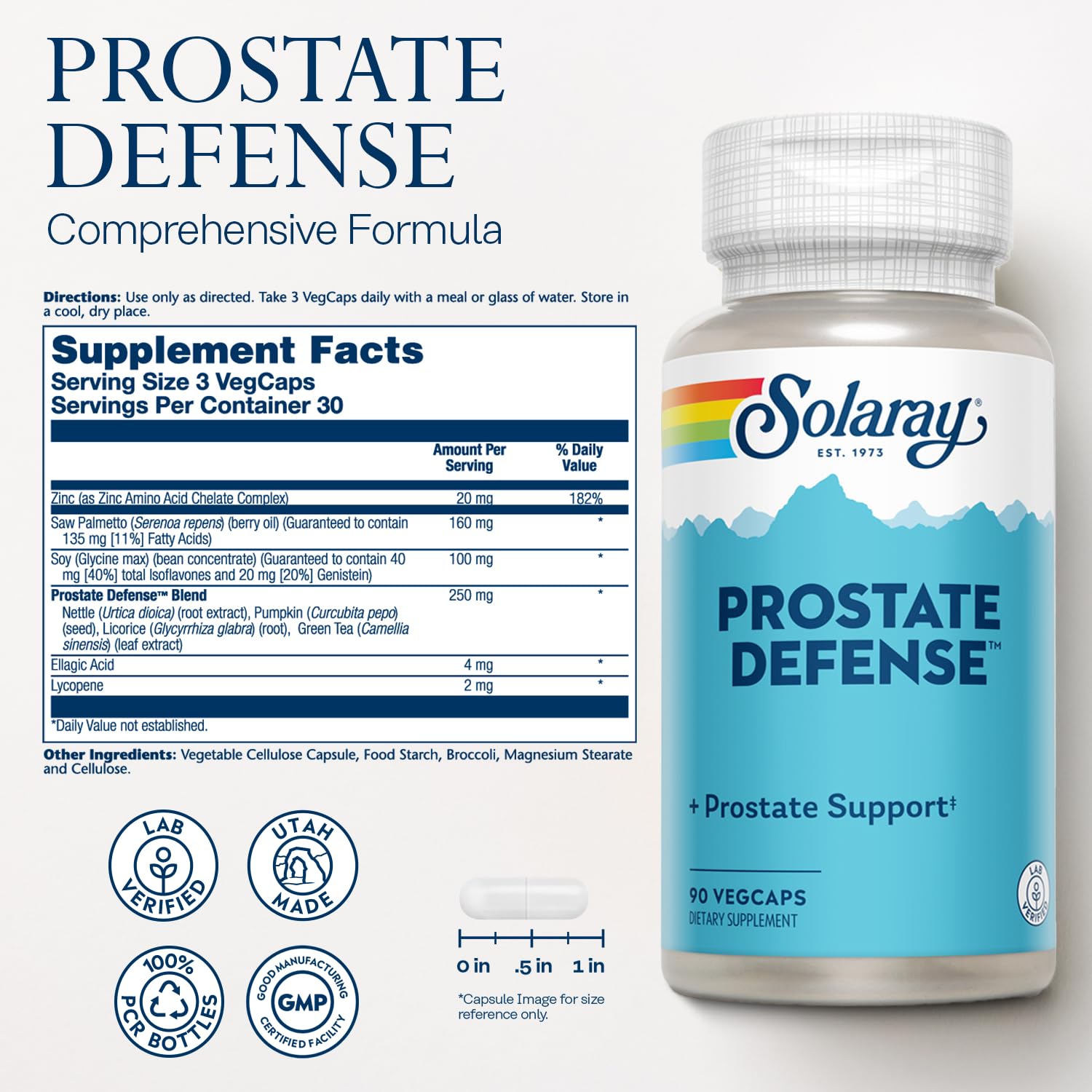 SOLARAY Prostate Defense – gelules ensemble, formulation pratique pour le quotidien.