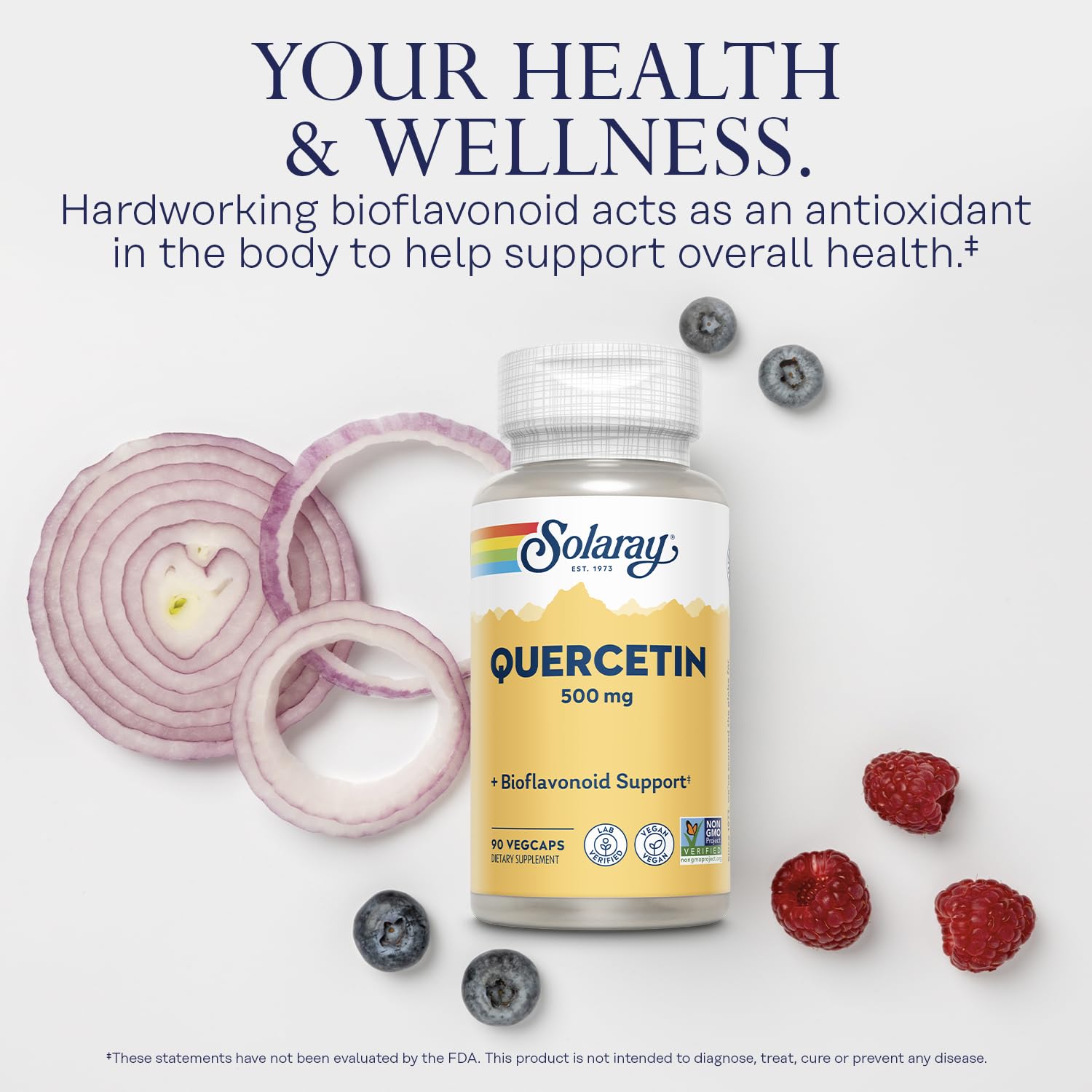 SOLARAY Quercétine-bioflavonoides formulation riche en bioflavonoïdes pour soutenir l'organisme.