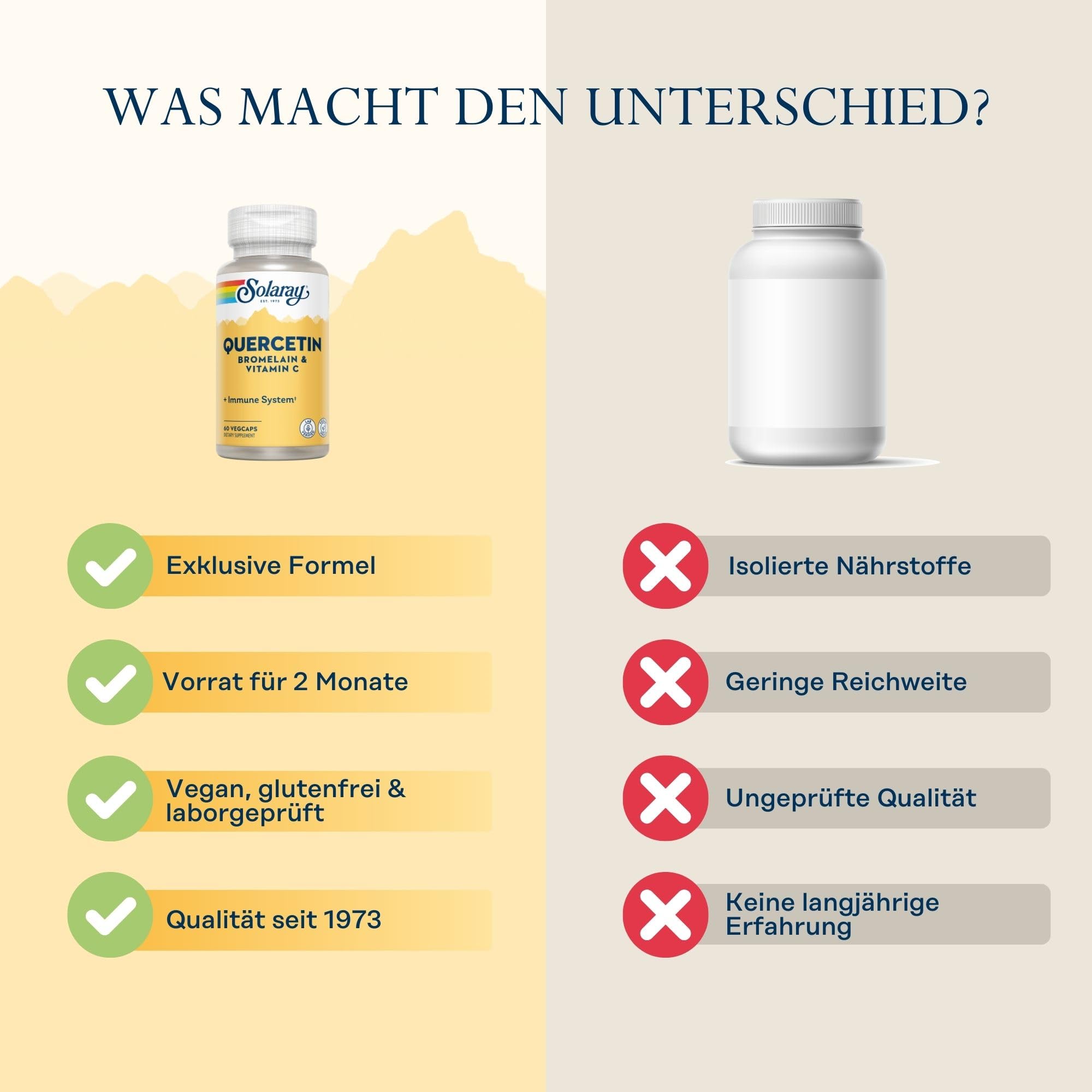 SOLARAY Quercetine Bromélaïne Vitamine C, capsules végétales adaptées au mode de vie vegan.