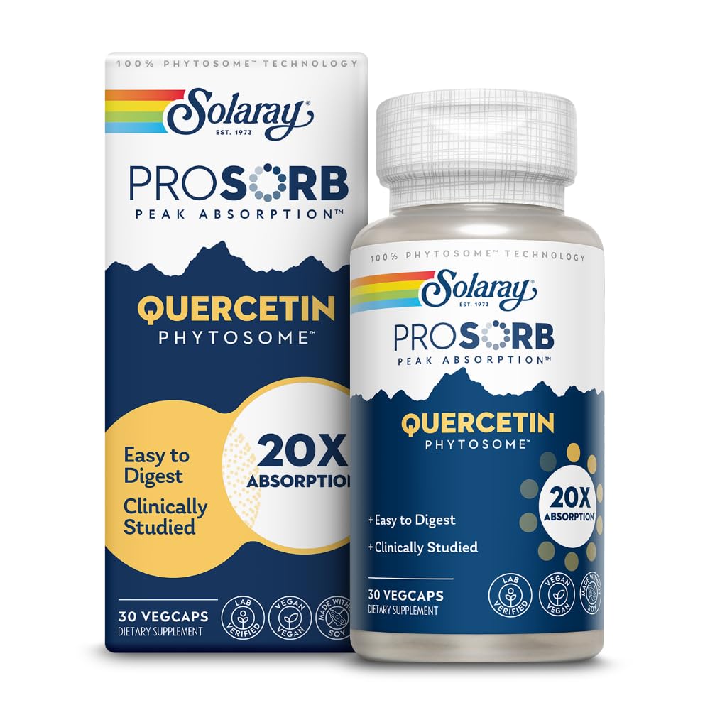 SOLARAY Quercetine Phytosome en capsules végétales, digestion douce et confort quotidien.