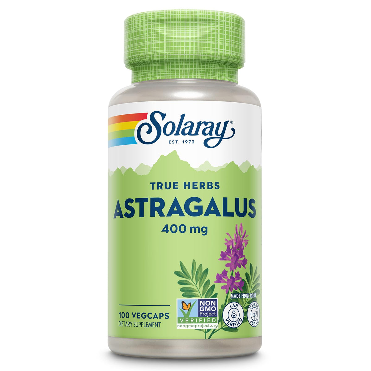 SOLARAY racine d'astragale 400 mg dans la bouteille, utilisation quotidienne.