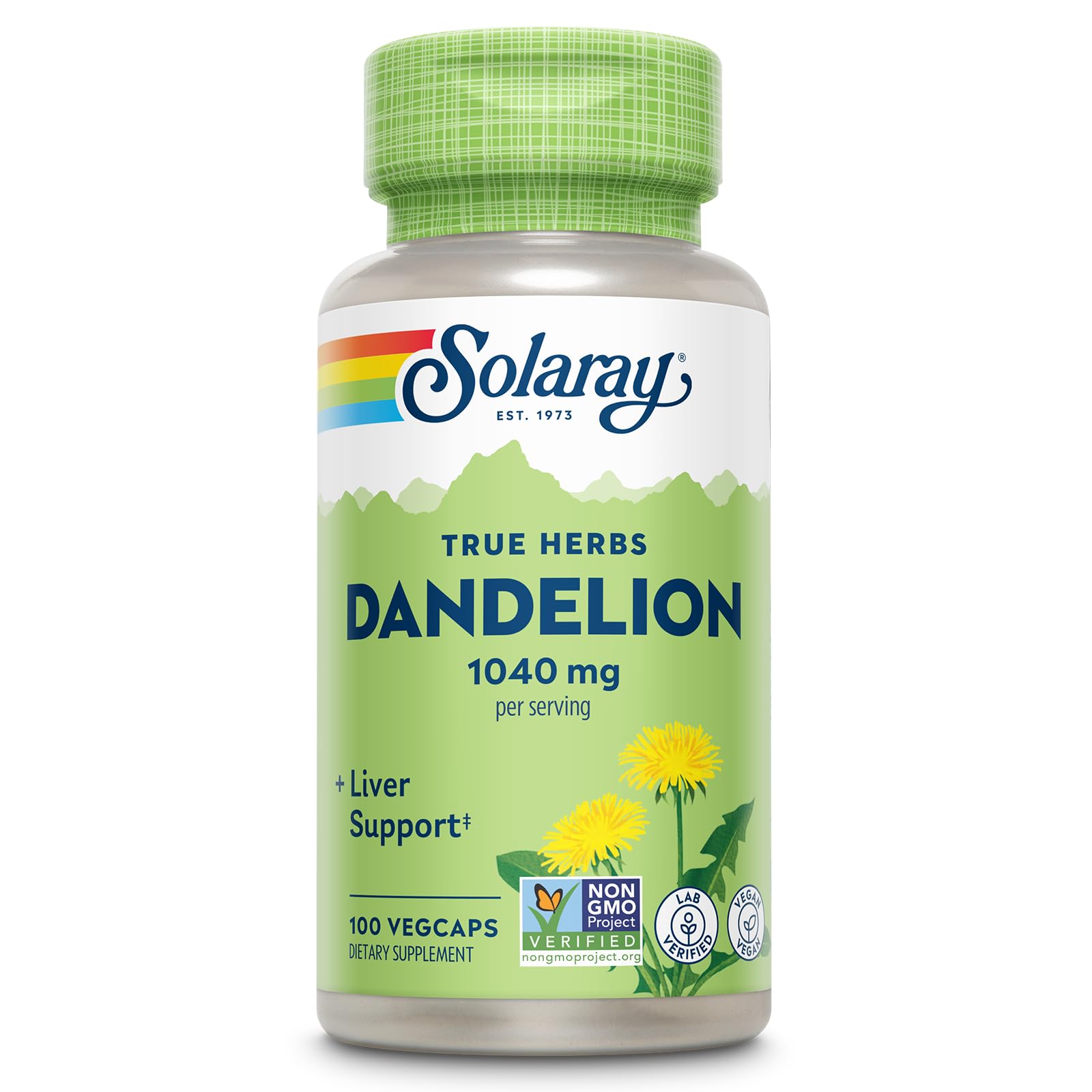 SOLARAY racine pissenlit capsules – soutien potentiel à la digestion et l'équilibre hydrique.