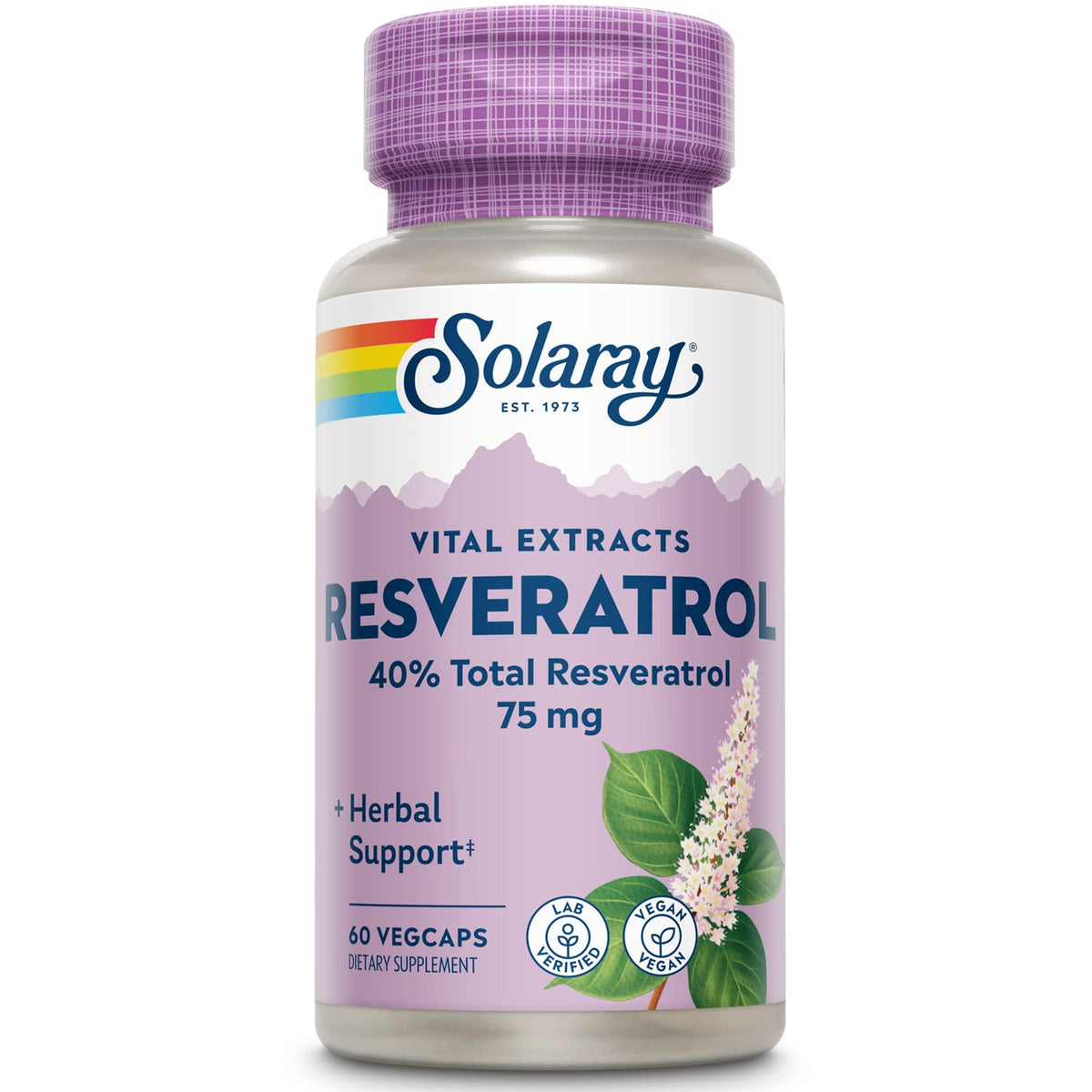 SOLARAY Resveratrol - Bouteille et étiquette visibles pour une routine nutritionnelle